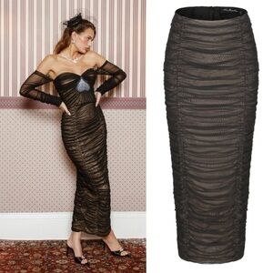 NEW! Nana Jacquline- High Waisted Lined Mesh Black Vanessa Silk Maxi Skirt M